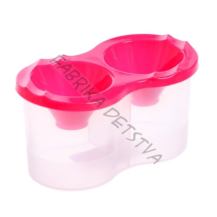 Стакан - непроливайка для рисования двойной Calligrata, 150 мл x2, с держателем для кистей, розовый