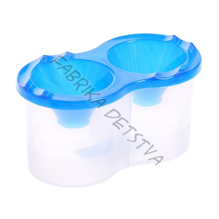 Стакан - непроливайка для рисования двойной Calligrata, 150 мл x2, с держателем для кистей, синий