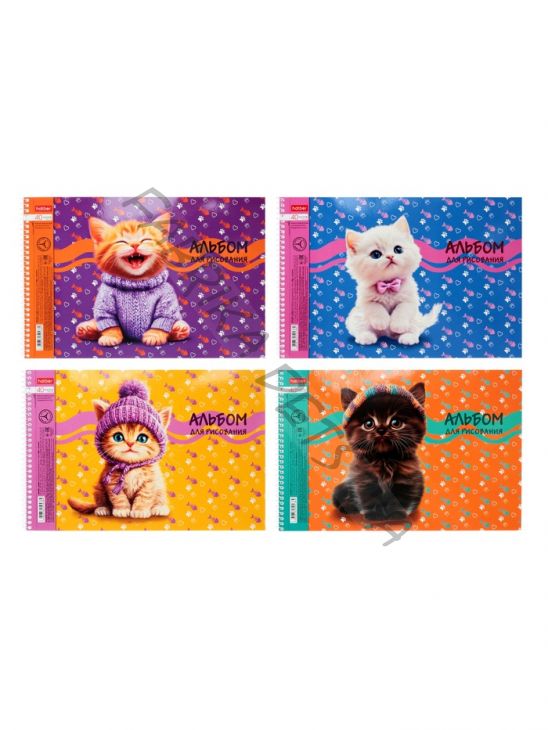Альбом для рисования А4, 40 листов, на спирали, Hatber «Мы-котики!», МИКС