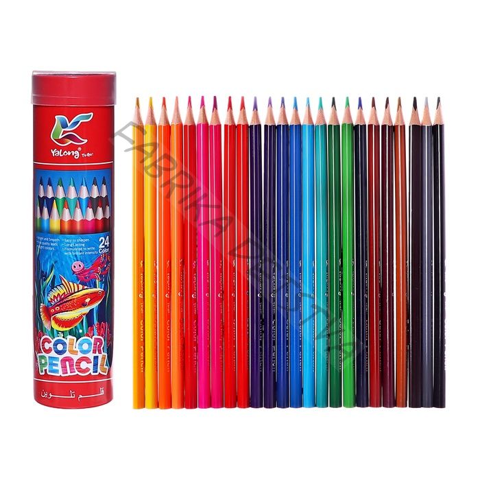 Карандаши 24 цвета, треугольные, деревянные «Морские обитатели», в металлическом тубусе, МИКС