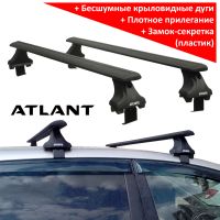 Багажник на крышу Ford Kuga, Атлант, крыловидные аэродуги (черный цвет)