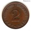 ФРГ 2 пфеннига 1959 G