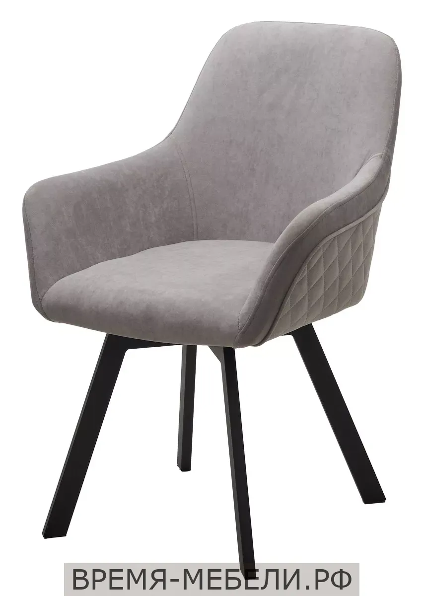 Стул JET 360 град. поворот. B22 Серый, велюр / черный каркас
