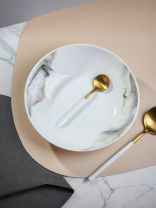 Тарелка суповая, стеклокерамика, 20 см, 0.7 л, круглая, Флюид, Daniks, серая