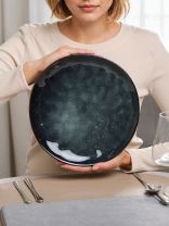 Тарелка обеденная, керамика, 25 см, круглая, Stone Midnight, Domenik, DMD281