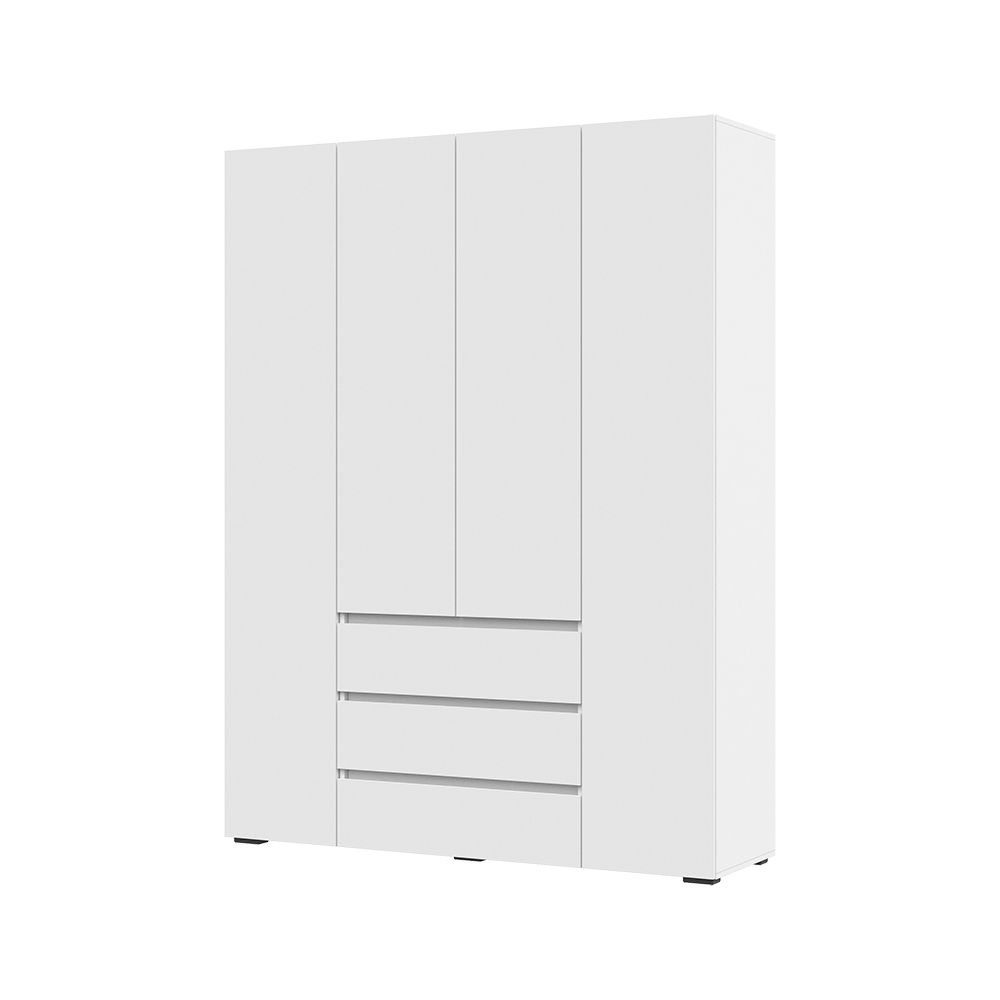 Шкаф четырехстворчатый с ящиками ХЕЛЕН ШК-05 белый,белый