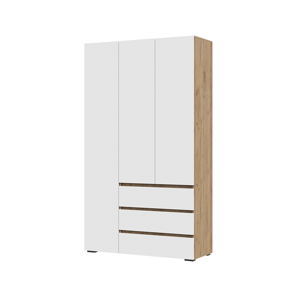 Шкаф трехстворчатый с ящиками ХЕЛЕН ШК-06 дуб крафт золотой,белый