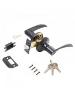 Защелка врезная, Стандарт, 8901 ET BL, 13390, с фиксатором, с ключом, черная