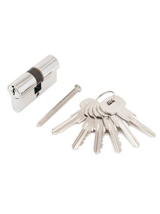 Личинка замка двери Аллюр, 60-6К CP, 1214, 60 мм, цилиндровый механизм , хром, 6 ключей, блистер