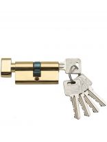 Личинка замка двери Trodos, ЦМВ, 209202, 60 мм, с заверткой, золото, блистер, 5 ключей