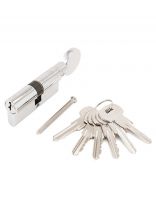 Личинка замка двери Аллюр, A.G 70-6К CP, 981, 70 мм, ключ-вертушка, хром, 5 ключей, блистер