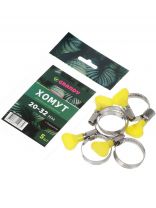 Хомут обжимной червячный с барашком, 20-32 мм, нержавеющая сталь, 5 шт, индивидуальная упаковка, Grandy