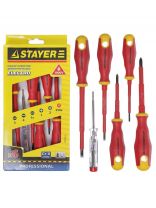 Набор отверток диэлектрический, 6 предметов, Stayer, CrV сталь, тестер, 25145-H6_z01