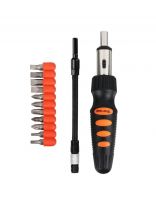 Отвертка 13 предметов, Ермак, сталь, гибкий стержень, адаптер 1/4", биты: SL5, SL6, SL7, PH1, PH2, PH3, PZ1, PZ2, T15, T20, 651-195