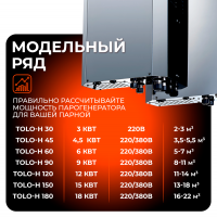 Парогенератор Steamtec TOLO Н 180 - 18 кВт, 220/380В, вертикальный