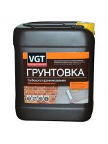 Грунтовка водно-дисперсионная, акриловая, VGT, ВД-АК-0301, глубокого проникновения, для внутренних и наружных работ, 5 кг