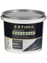 Краска водно-дисперсионная, Estima, полиакриловая, фасадная, матовая, белая, 6.5 кг, атмосферостойкая