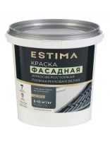 Краска водно-дисперсионная, Estima, полиакриловая, фасадная, матовая, белая, 1.5 кг, атмосферостойкая