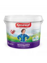 Краска водно-дисперсионная, Казачка, W-4, акриловая, универсальная, моющаяся, влагостойкая, матовая, 13 кг
