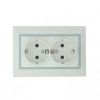 Розетка Двойная с Заземлением Керамика Lezard Mira 701-0215-127 Бело-Серый, Пластик / Лезард
