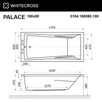 Акриловая ванна WHITECROSS Palace 180x80 с гидромассажем и подсветкой схема 4