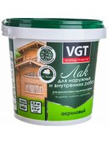 Лак VGT, матовый, акриловый, бесцветный, для внутренних и наружных работ, 0.9 кг