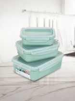 Контейнер пищевой пластик, 0.4, 0.8, 1.4 л, 3 шт, фисташковый, Idea, Фреш, М 1426