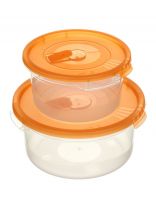 Контейнер пищевой пластик, 0.4, 0.8 л, 7.5 см, 2 шт, в ассортименте, круглый, Полимербыт, Смайл, 4352102
