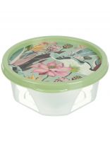 Контейнер пищевой пластик, 0.4 л, 13.2х13х6 см, зеленый, круглый, Homver, Botanica, 222132718/08