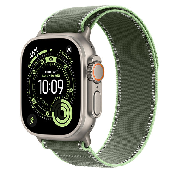 Apple Watch Ultra 3 GPS, 49mm, Natural Titanium + ремешок Trail Loop «Green»