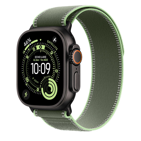 Apple Watch Ultra 3 GPS, 49mm, Black Titanium + ремешок Trail Loop «Green»