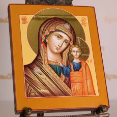 Рукописная икона Казанская Богородица 17х21см (нимб сусальное золото с ковчегом)