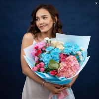 Букет с розовой Гортензией