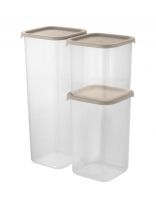 Набор контейнеров для сыпучих продуктов, пластик, 0.8, 1.2, 1.9 л, 21х10.5х26.5 см, 3 шт, с крышкой, Sugar&Spice, Vanilla, SE168912005