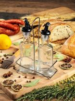 Набор для специй для масла и уксуса, стекло, 2 шт, с дозатором, на подставке, Y4-3189