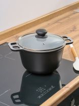 Казан алюминий, 3 л, с крышкой, крышка стекло, Нева Металл Посуда, Н0830д