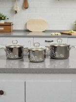 Набор посуды эмалированная сталь, 3 предмета, кастрюли 2, 3, 4 л, СтальЭмаль, Iseberg, 8DB025S