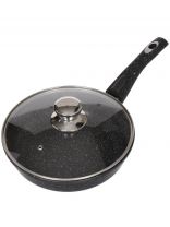 Сковорода литой алюминий, 24 см, антипригарное покрытие, Горница, Гранит, с крышкой, съемная ручка, с2454аг