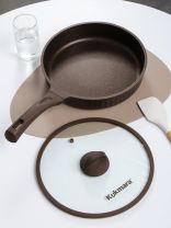 Сковорода литой алюминий, 28 см, антипригарное покрытие, Kukmara, Stella, мокко, крышка стекло, ссм281а