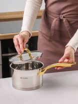 Ковш нержавеющая сталь, 1.9 л, крышка стекло, индукция, Daniks, Лайнс, SD-072-16S