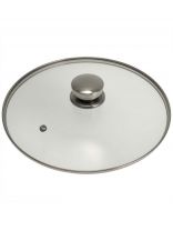 Крышка для посуды стекло, 28 см, Гардарика, металлический обод, кнопка нержавеющая сталь, 4628-02