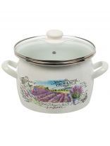 Кастрюля эмалированная сталь, 5 л, крышка стекло, сферический, Сантэкс, Лаванда, 1-2450112, индукция