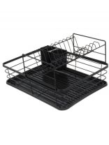 Сушилка для посуды, металл, 2 яруса, с поддоном, черная, A340097