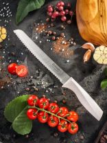 Нож кухонный Daniks, Латте, для хлеба, нержавеющая сталь, 20 см, рукоятка пластик, YW-A383-BR