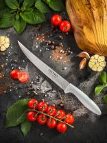 Нож кухонный Daniks, Эконом, для мяса, нержавеющая сталь, 20 см, рукоятка пластик, YW-A054-SL