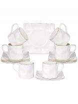 Чайный сервиз фарфор, 12 предметов, на 6 персон, 220 мл, Lefard, Раффл Голд, 264-1160, подарочная упаковка