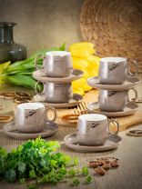 Набор чайный керамика, 12 предметов, на 6 персон, 180 мл, Серый Мрамор, Y4-6606, подарочная упаковка