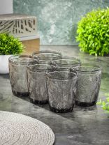 Стакан 300 мл, стекло, 6 шт, Листья, серый, Y6-10166/B060051