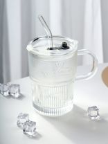 Стакан 450 мл, стекло, с трубочкой, прозрачный, B060515