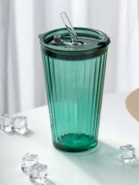 Стакан 450 мл, стекло, Грин, с трубочкой, B060511